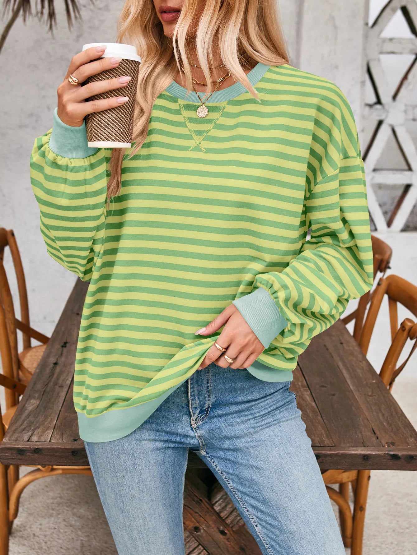 Issah Gemütlicher Gestreifter Pullover