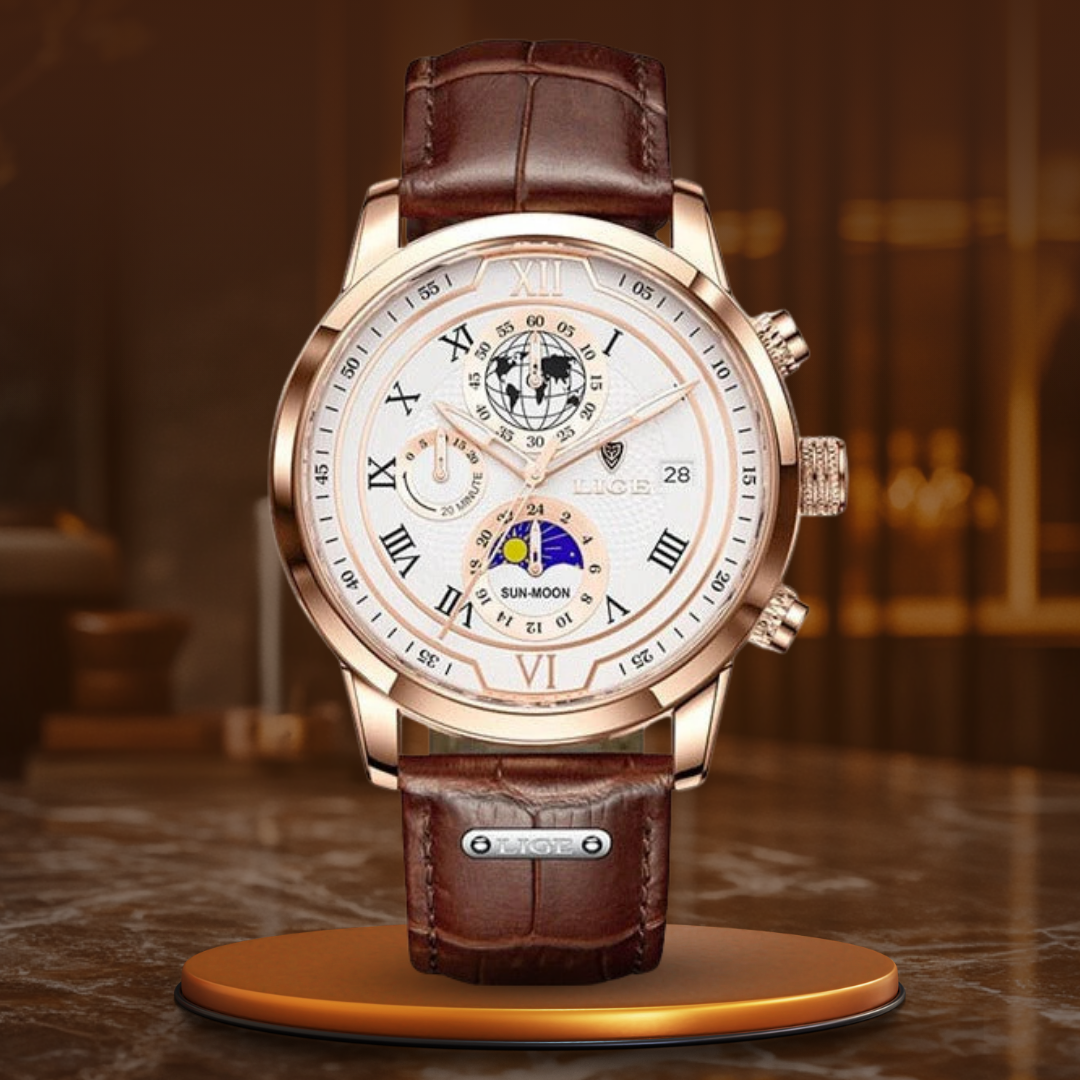 Hochwertige Chronographenuhr mit Lederarmband
