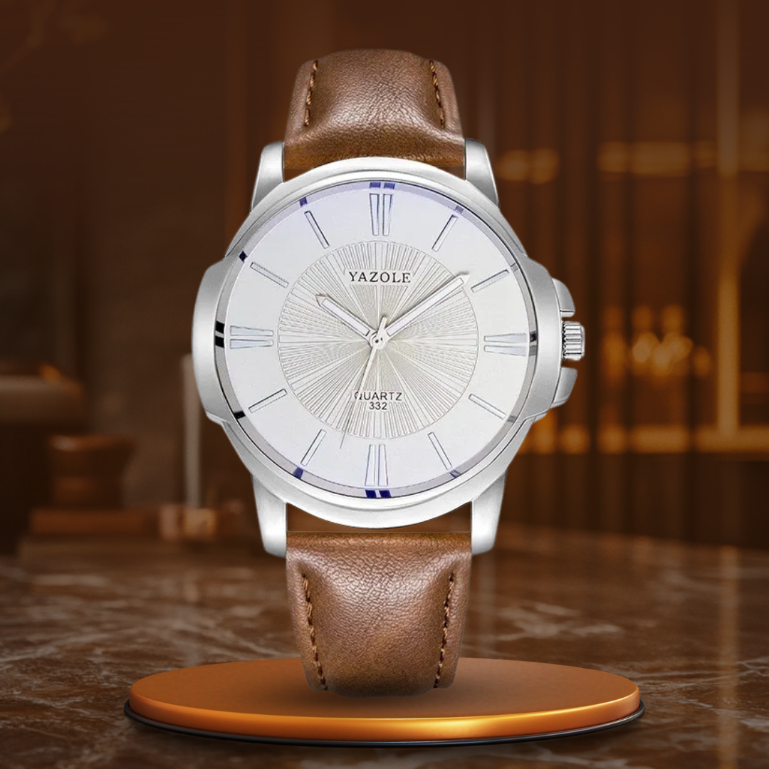 Blaue Glas-Lederuhr