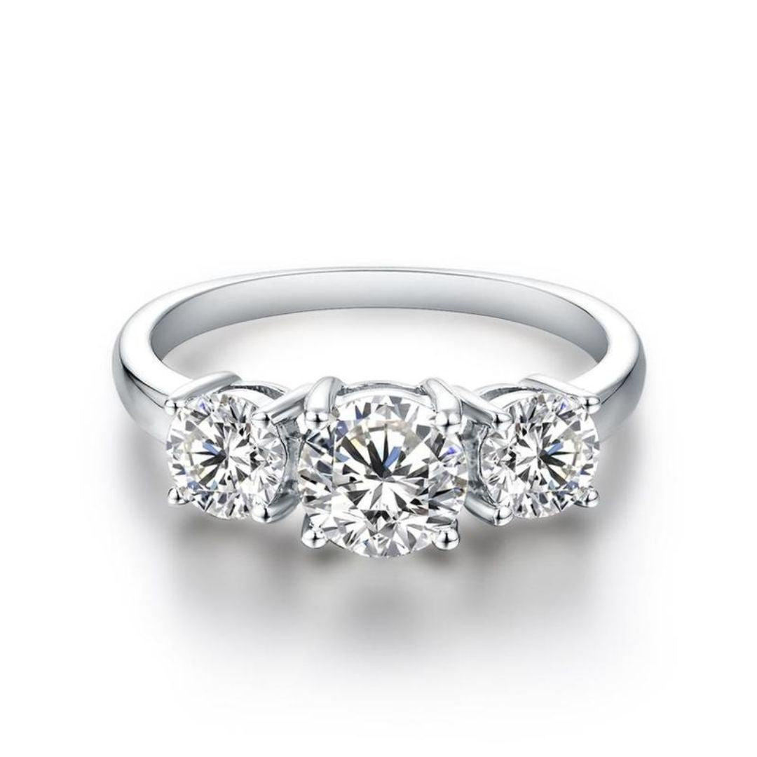Clare Dreifach Stein Ring | Weißgold