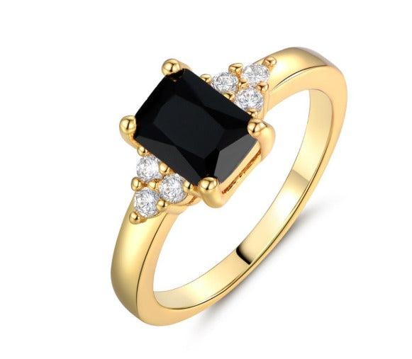 Schwarzer Spinell Baguette Ring | Gold