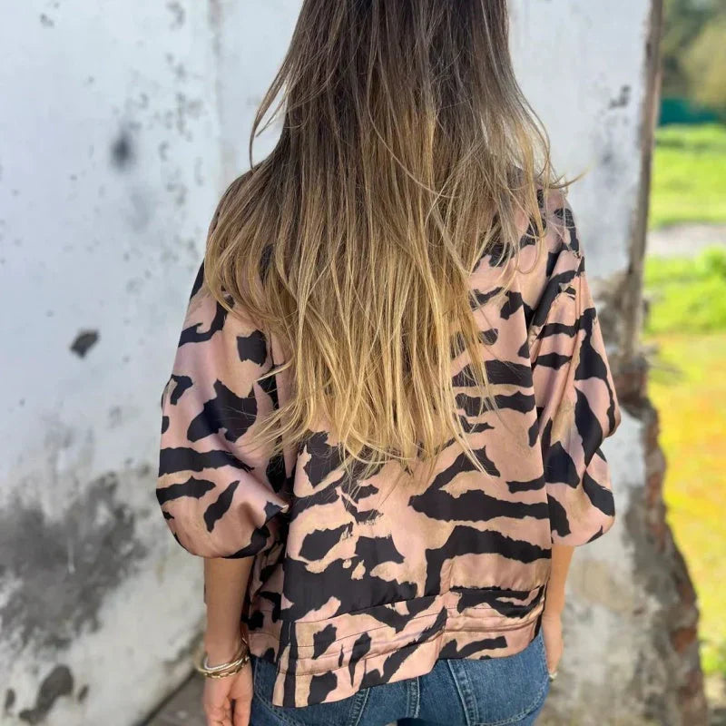 María – Bomberjacke mit Zebra Drucken und Reißverschluss