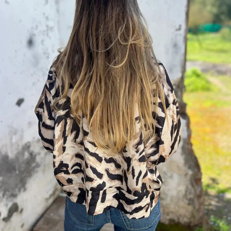 María – Bomberjacke mit Zebra Drucken und Reißverschluss