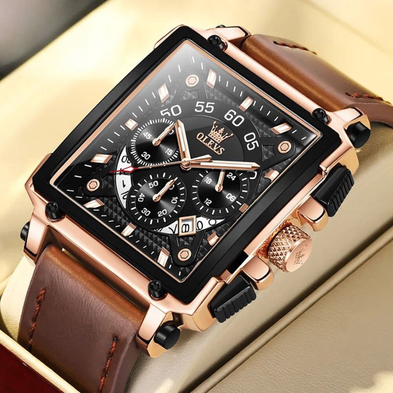 Modische Uhr mit quadratischem Zifferblatt und Chronograph
