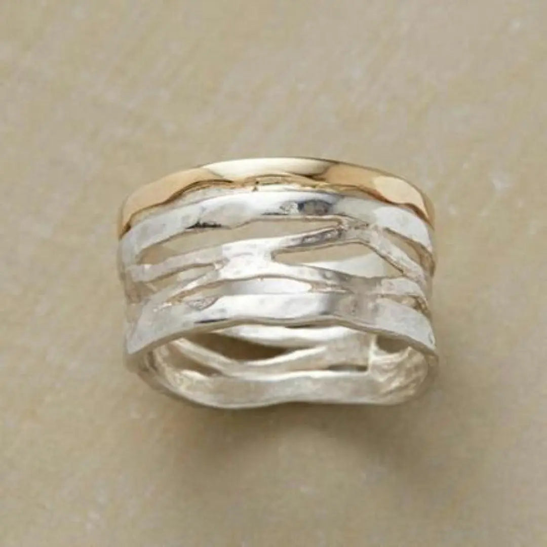Retro Goldene und Silber Hohlring