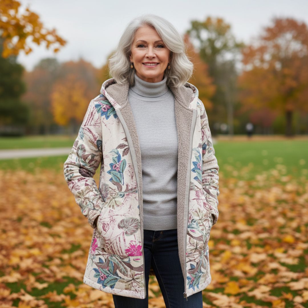 Camille | Fleecejacke mit Blumenprint