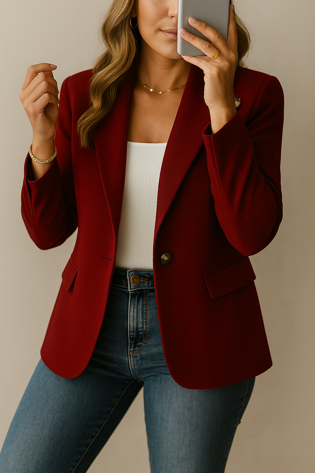 Tatiana – Eleganter Blazer mit Knopf und Taschen