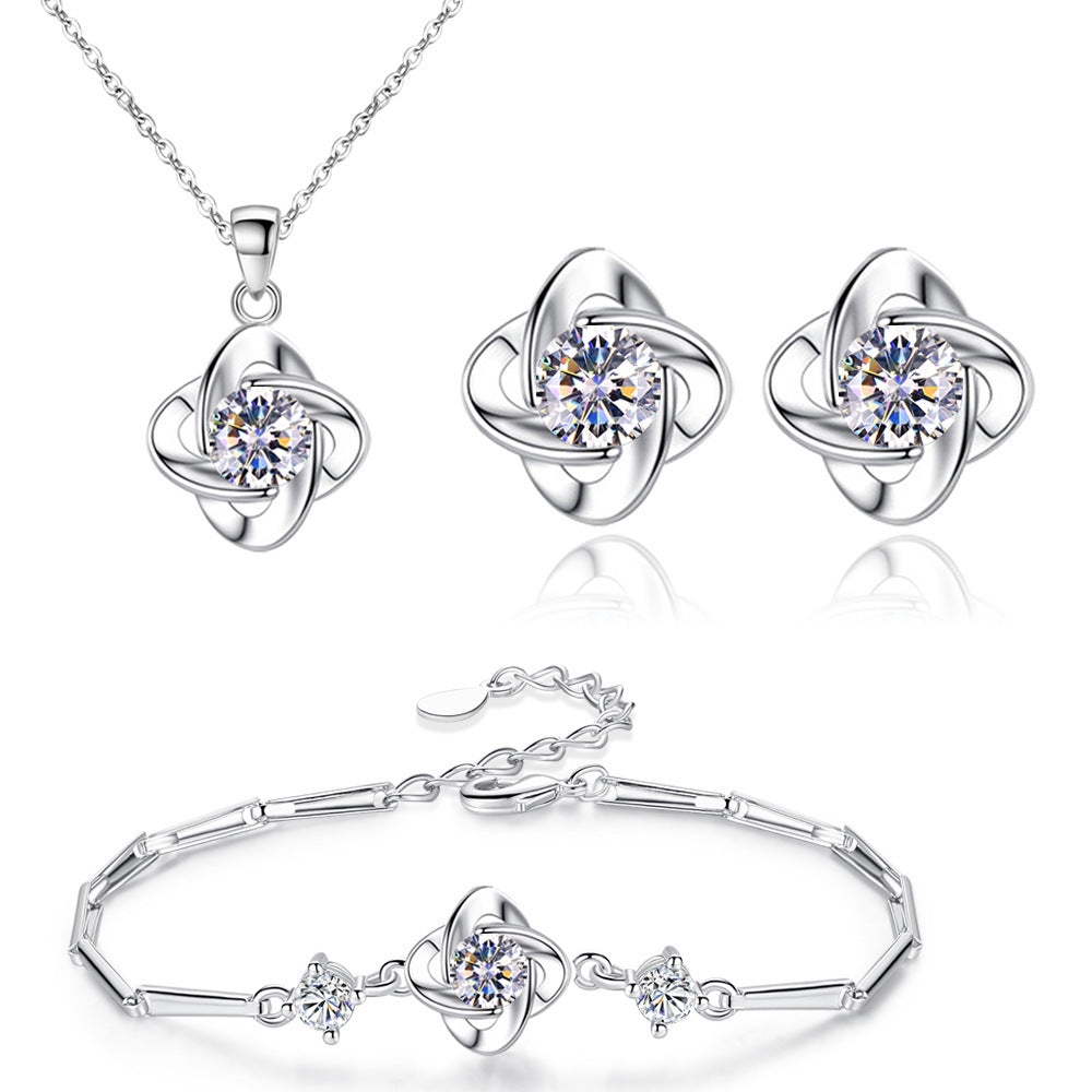 Seren Klee Schleife Set | Weißgold