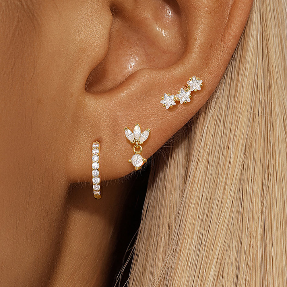 Goldene Trio Mila-Essentials Ohrringe