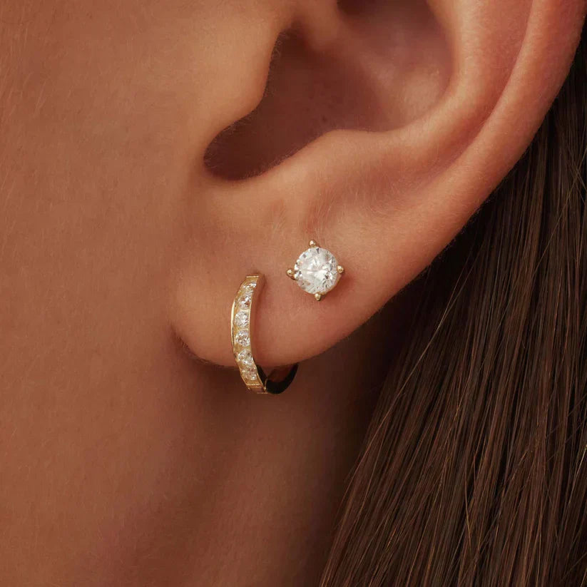 Dara Brillane Stein-Ohrringe Set | Gold