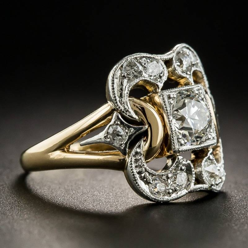 Retro Ring aus Zirkonia und Goldene